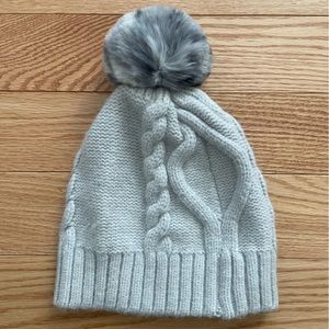 Ann Taylor Grey Pom Beanie